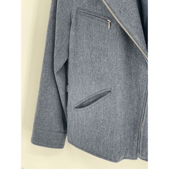 Lauren Ralph Lauren Blazer Jacket Women Petite Small Full Zip Moto Blue Wool - Picture 4 of 13